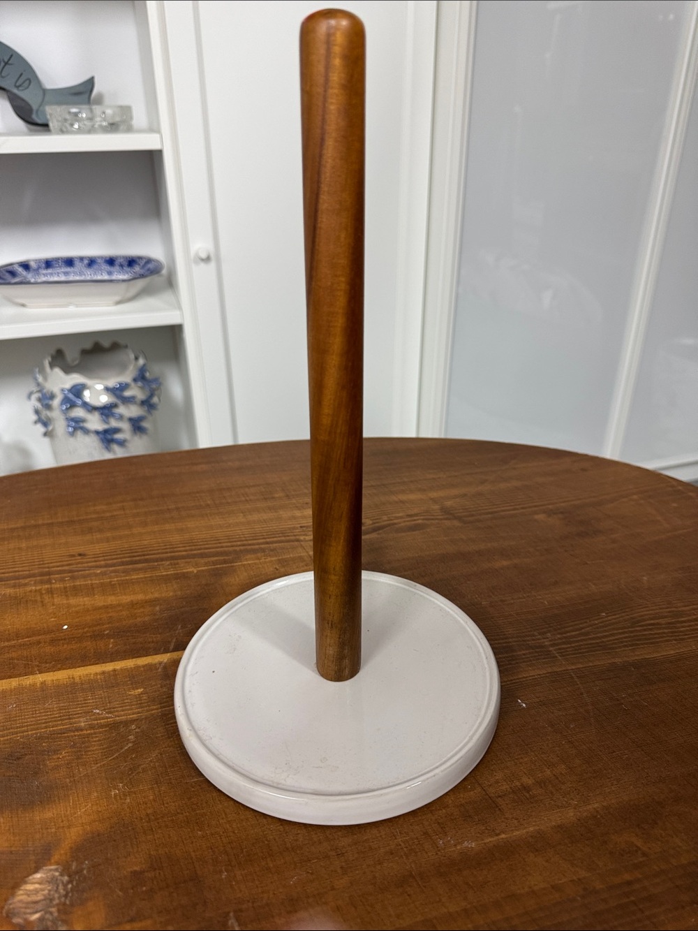Wood and Ceramic  Paper Towel Holder - Minimal Kitchen Stand